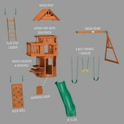 Backyard Discovery Woodland Cedar Wood Swing Set, Slide, Clubhouse, Rock Wall, Snack Bar