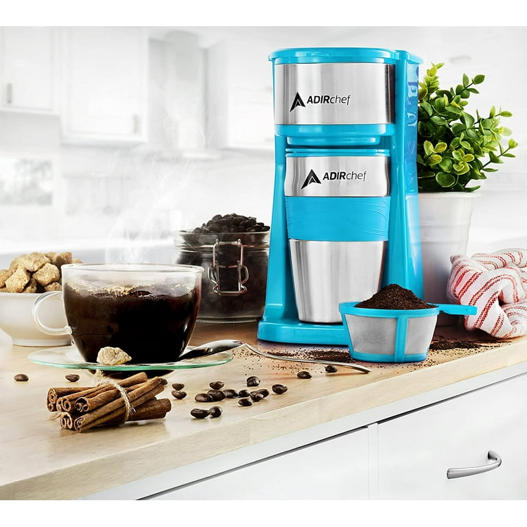 AdirChef Mini Coffee Maker - Single Serve Coffee Maker, 15 sold oz.