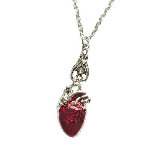 Sinyiin Gothic Vampires Heart Necklace Adds Charm to Evening or Festival Outfits