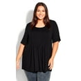 thumbnail image 1 of Avenue Women's Plus Size Knit Pleated Top Short Sleeve Round Neckline, 1 of 4