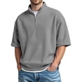 thumbnail image 4 of Mens Polos Shirt Short Sleeve Quarter Zip Tee Shirts Lightweight Grey Athletic Polo Shirts for Men, 4 of 4