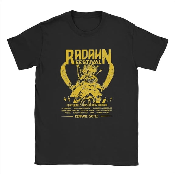 Men T-Shirts Elden Radahn Rings Game Festival Casual 100% Cotton Tees Short Slee