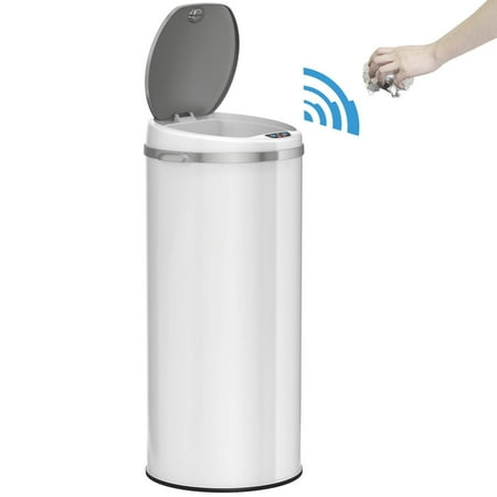 iTouchless - 13-Gal. Round Deodorizer Sensor Trash Can - Matte Black