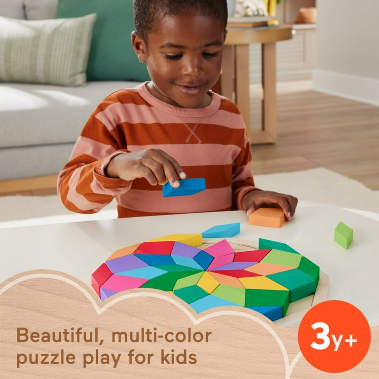 Fisher Price Wooden Puzzle Toy with Mandala Design for Developmental Play for Toddlers Ages 3 5