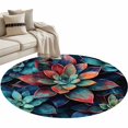 thumbnail image 2 of Teal Red Ombre Succulent 3ft Area Rug, Abstract Art Botanical Washable Non-Slip Small Round Rugs for Entryway Bedroom Kitchen, Soft Circle Carpet for Dining Room, Playroom Nursery Rug, 2 of 9