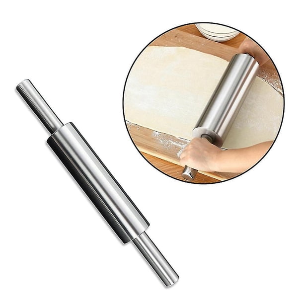 Rodillo de acero inoxidable, rodillo para masa de pastelería antiadherente, herramientas para hornear pasteles