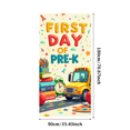 thumbnail image 3 of Colorful School Themed Backdrop Banner with Alarm Clock Books Apple Globe and School Bus for First Day of Pre K Celebrations Party Decorations Photography Props Classroom Decor Background, 3 of 4
