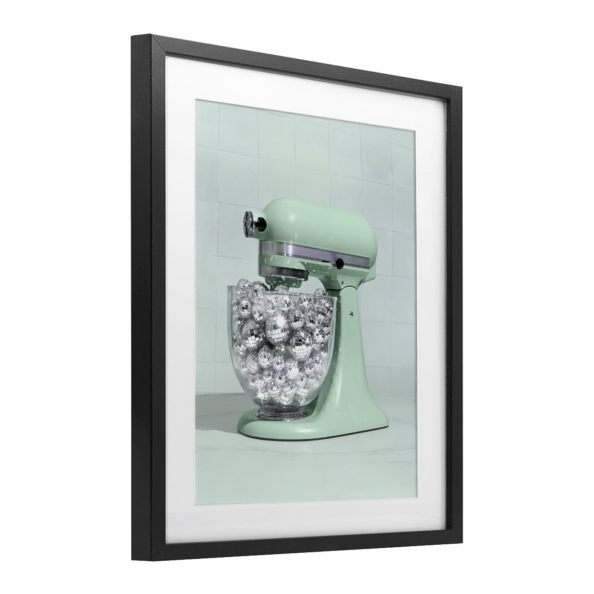 Stupell Industries Disco Kitchen Mixer over Green Black Framed Print Under Glass, design by LISH Creative