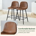 thumbnail image 6 of Set of 2 Brown Techno-Fabric Bar Chairs, Rounded Backrest Design with Metal Legs for Bar & Living Room, 6 of 10