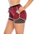 thumbnail image 5 of 2-in-1 Women Casual Cotton Yoga Shorts Mini Hot Pants Sport Leggings for Running Activewear Workout Exercise Athletic Jogging, 5 of 8