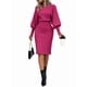 thumbnail image 3 of Suéter de Larga con Cuello Alto y Farol para Mujer, Estilo Formal, Ajustado, Ajustado, Estilo Lápiz, Midi, para Vestir Rosa Roja XL, 3 of 7