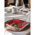 thumbnail image 6 of Red Roses Cloth Napkins Set of 4 Reusable Dinner Napkins, Valentine's Day Romantic Flowers Green Leaf Stripes Cocktail Napkin Washable Table Napkins for Wedding/Holiday Party/Baby Shower 20"x20", 6 of 7