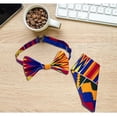 thumbnail image 4 of XIAOHUAGUA 2 Pcs African Kente Bow Tie Pocket Square Kente Print Bow Tie and Squares for Men Black History Month, 4 of 5