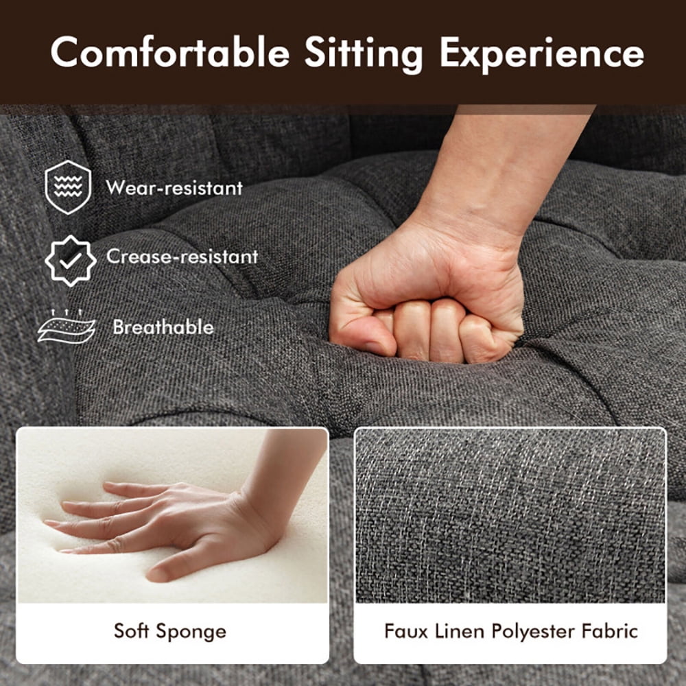Finihen Upholstered Armless Chair, Set of 2 Upholstered Armless Slipper Chairs with Beech Wood Legs, for Living Room, Bedroom, Gray