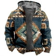 thumbnail image 2 of Azrian Clearance Hoodie mens Men's Tops hoodies Men's Fashion Ethnic Style Printed Pocket Zipper Long Sleeve Plush Hooded Casual Coat, 2 of 8