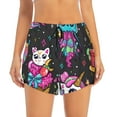 thumbnail image 2 of Picia Cat Icecream Pattern Women's 2 in 1 Athletic Running Shorts High Waisted Workout Casual Gym Sweat Shorts with Comfy Liner Zipper Pockets-Medium, 2 of 9