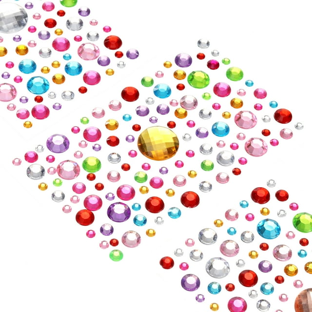 Uxcell 570 Pcs Pegatinas de Gemas para Manualidades, 5 Hojas de Pegatinas de Gemas Autoadhesivas Brillantes de Forma Mixta, Multicolor