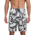 thumbnail image 1 of Fotbe Monochrome Botanical Illustration Pantalones Cortos de Pijama para Hombre, Ropa de Dormir, Pantalones de Pijama Cortos para Hombre-Small, 1 of 6