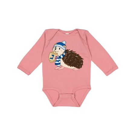 

Inktastic Hanukkah Hedgehog in Scarf and Hat in Dreidel Gift Baby Boy or Baby Girl Long Sleeve Bodysuit