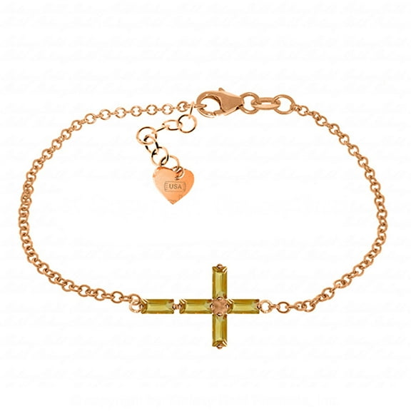 Galaxy Gold Citrine Cross Bracelet in 14k Rose Gold