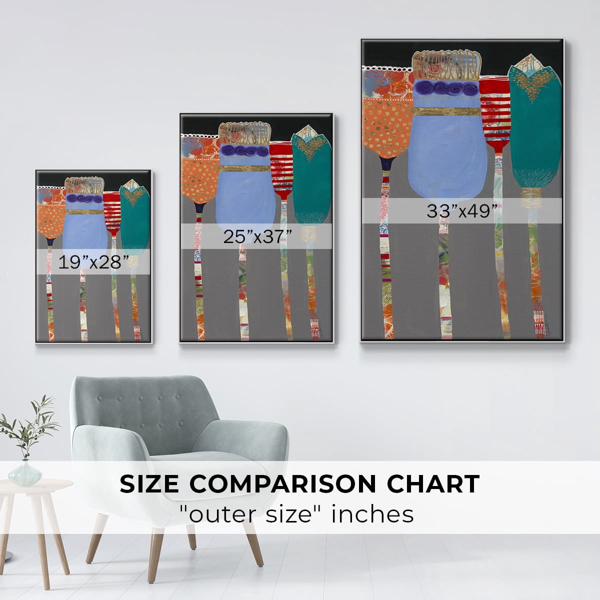 Tall Tulips Framed Premium Gallery Wrapped Canvas - Ready to Hang - 27 x 41 - White Floating Frame