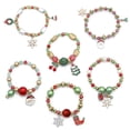 thumbnail image 1 of Conjunto de 6 pulseras navideñas coloridas con cuentas navideñas, pulsera elástica Chram, novedad para vacaciones, 1 of 5