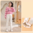 thumbnail image 2 of Coerni Girls' Thermal Leggings Bell Bottoms Ruffle Pants Insulation Flare Slim Fit Trousers High Waist Open Bottom Warm Tights, 2 of 7