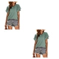 thumbnail image 2 of Minnieouse Camiseta de mujer con volantes de Color sólido cuello estética linda blusa suelta fiesta noche Club verano Top niñas ropa Type2 NO2, 2 of 6