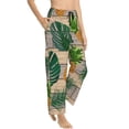 thumbnail image 2 of Uemuo Pineapples Palm Leaves Pattern Women's Wide Leg Palazzo Lounge Pants with Pockets Light Weight Loose Comfy Casual Pajama Pants-X-Large, 2 of 9