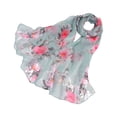 thumbnail image 2 of Qarigey Bufanda con estampado floral, ligera y portátil para un estilo versátil con bufanda de flores suave y transpirable Accesorios de disfraces Verde gris, 2 of 6