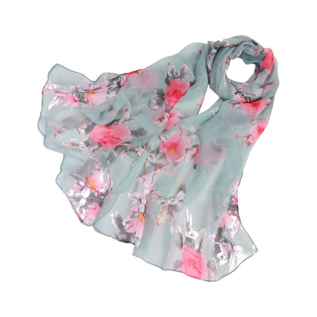 Qarigey Bufanda con estampado floral, ligera y portátil para un estilo versátil con bufanda de flores suave y transpirable Accesorios de disfraces Verde gris
