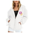 thumbnail image 3 of larppty Puff Print Lettering Oversized Full Zip Hoodie with Pocket - Y2K Preppy Pullover for Women Teens Girls（White，S）, 3 of 4