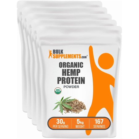 BulkSupplements Organic Hemp Seed Protein Powder - 30g per Serving - 5 Kilograms (11 lbs) - 167 Servings
