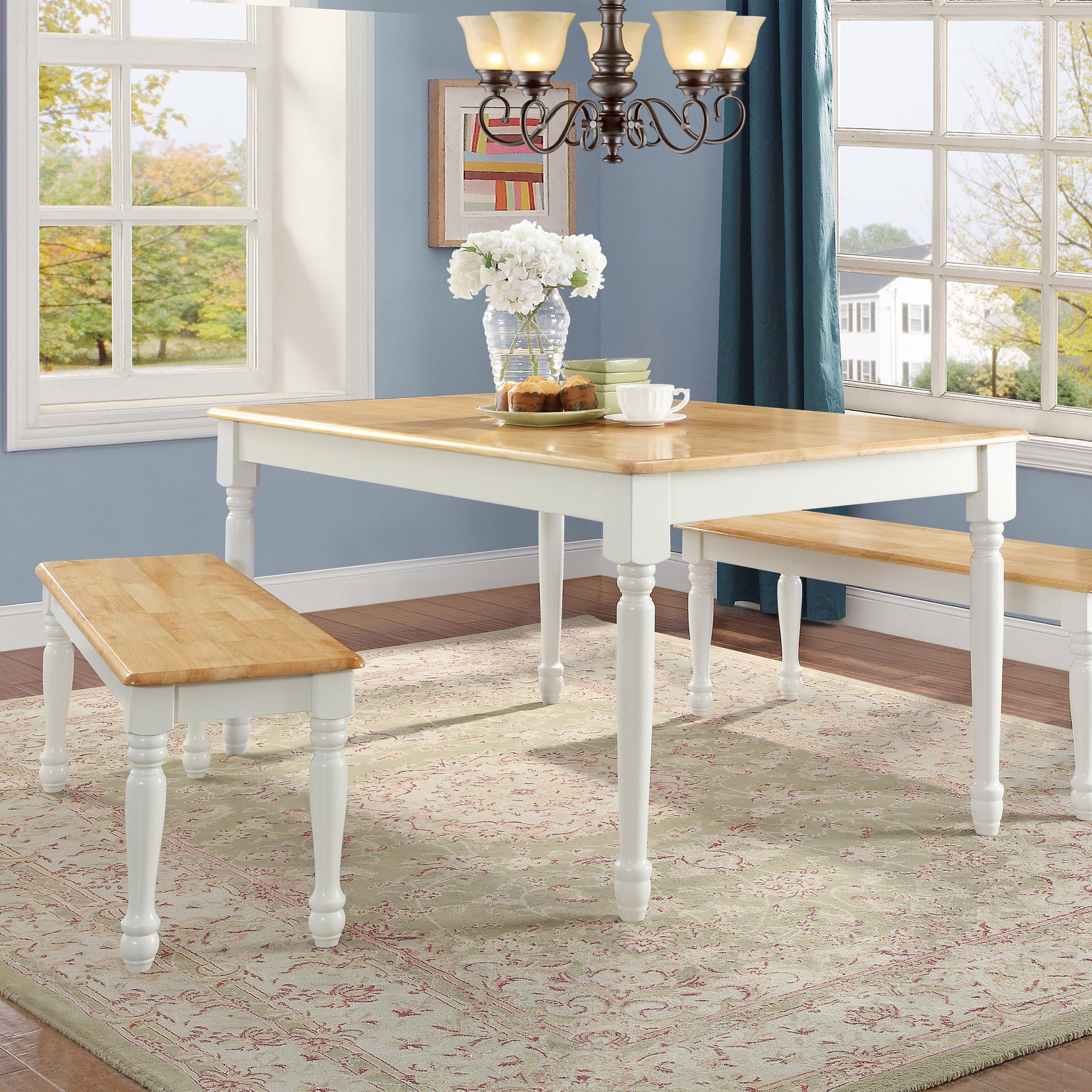 White and Natural by Better Homes & Gardens Better Homes and Gardens Autumn Lane Farmhouse Dining Table