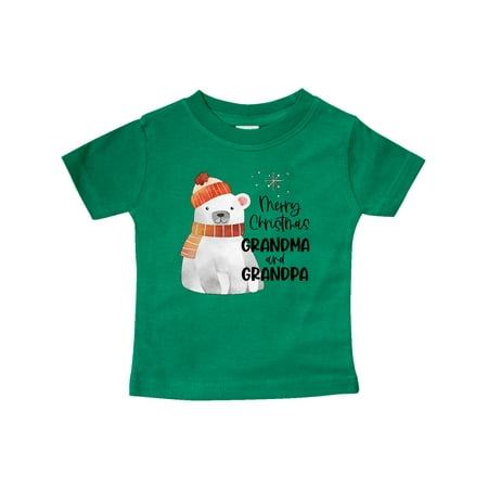 

Inktastic Merry Christmas Grandma and Grandpa Cute Polar Bear Gift Baby Boy or Baby Girl T-Shirt