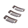 thumbnail image 1 of Wig Clips with Rubber Snap Clips Hairpieces 9 Tooth Wig Comb 24pcs(32mm Length Dark Brown), 1 of 4