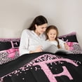 thumbnail image 5 of Erosebridal Cheetah Letter E Monogram 7-Piece Bedding Comforter Set,Chic Leopard Printed King Bedding Sets For Girls Kids,Black Reversible, 5 of 7