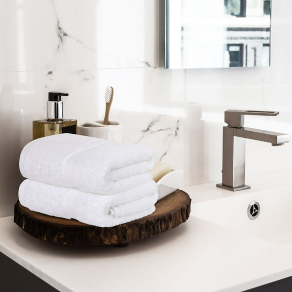 PiccoCasa 750GSM 100% Cotton Hand Towel for Bathroom, Set of 2 White
