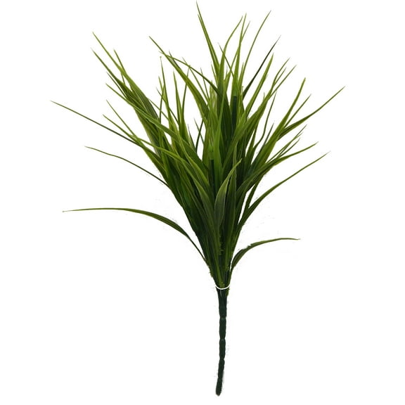 Green Vanilla Grass 14in Artificial Polysilk Faux Fake Greenery Bush for Craft Decoration Home Garden Outdoor Bouquet Arrangement Ceremony Wedding Arch Floral Wall Aisle Decor (Green, Set of 6)