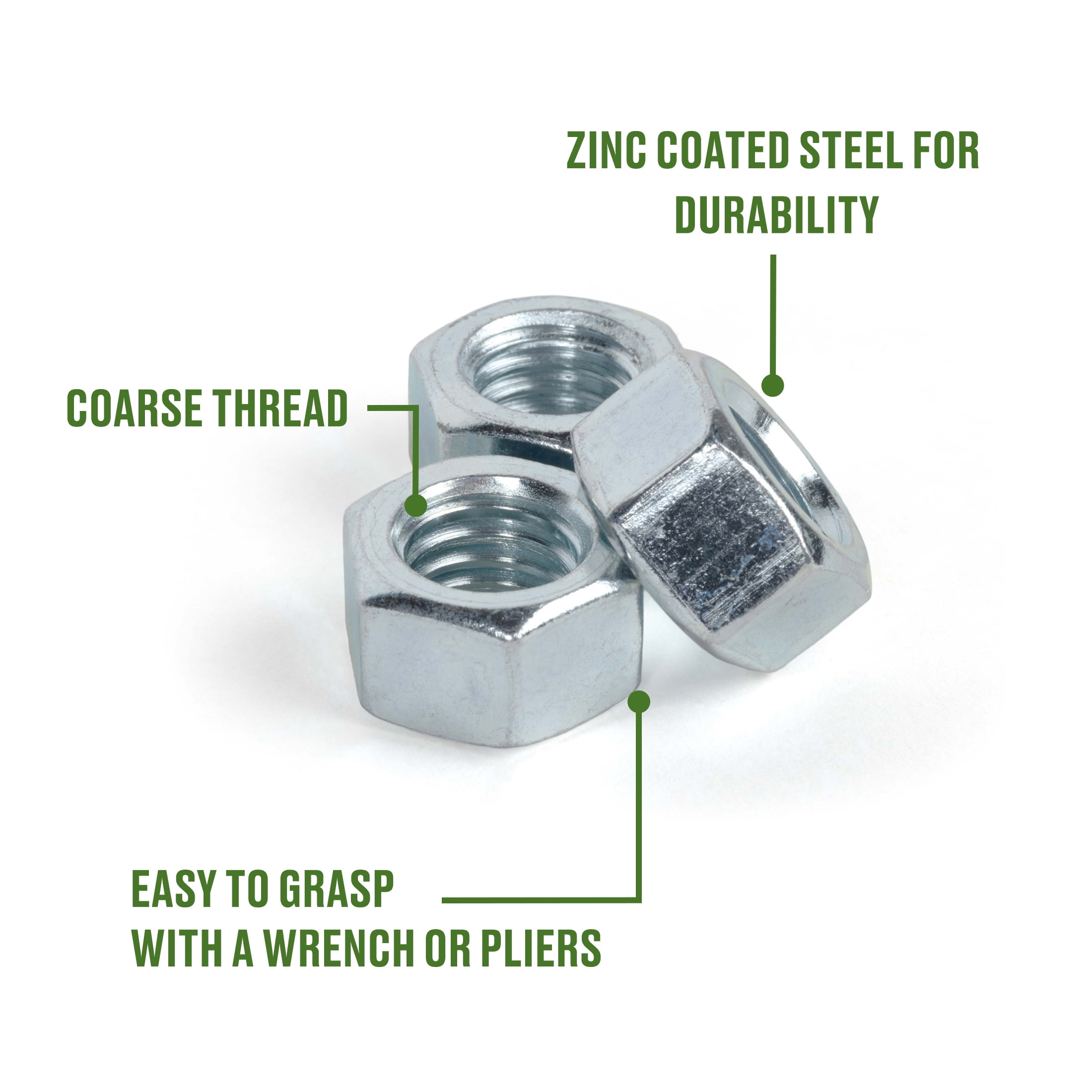 Hillman Hex Nuts M6X1.00, Metric, Zinc Finish, Steel, 10 Pieces