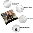 thumbnail image 4 of Acheng  Happy Veterans Day American Flag Soldier Pattern Tough Guy Burlap Decorative Rectangle Throw Lumbar Waist Pillow Case Cushion Cover for Couch Living Room,Set of 2 White, 4 of 6