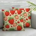 thumbnail image 3 of Creowell Strawberries Leaves Berries Pillow Cushion Covers for Sofa Couch Home Decor Summer High-Quality 1PC 18x18in, 3 of 5