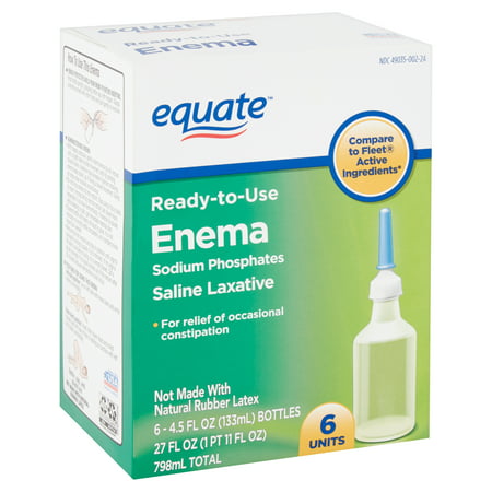 Equate Enema Sodium Phosphates Saline Laxative, 4.5 fl oz, 6