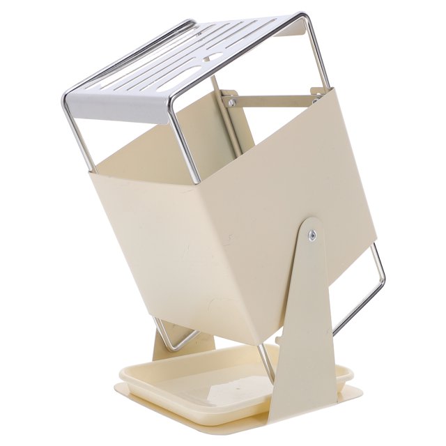Portacuchillos de acero inoxidable: Estante para utensilios giratorio de 30° con ranuras, organizador de cuchillos para encimera que ahorra espacio en la cocina del hogar.