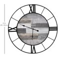 thumbnail image 3 of HOMCOM 32 Inch Large Wall Clock, Silent Non Ticking Metal Roman Numeral Industrial Oversized Clocks for Living Room Decor, Battery Operated, Easy to Read, Black and Wood Grain, 3 of 8