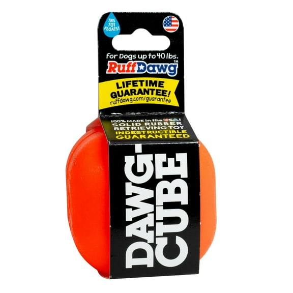 Ruff Dawg Dawg-Cube Indestructible Rubber Retrieving Dog Toy, Color Varies