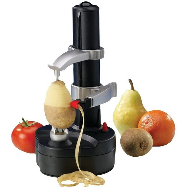 Pelador de frutas y verduras Pelador de verduras eléctrico de acero inoxidable Fruta para Apple Peeler Cortador de patatas Máquina peladora automática Negro