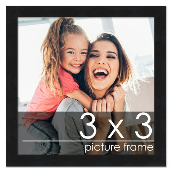 3x3 Frame Black Wood Picture Square Frame - Picture Frame Includes UV Acrylic, Foam Board Backing, & Hanging Hardware!