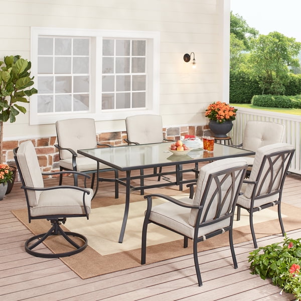 Mainstays Belden Park 7 Piece Patio Dining Set Red