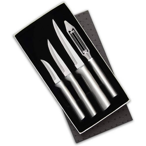 Rada Kitchen Knives Boxed Set, 4 Pc Meal Prep Gift Set, Veggie Peeler and Granny, Heavy Duty, and Super Paring Knives